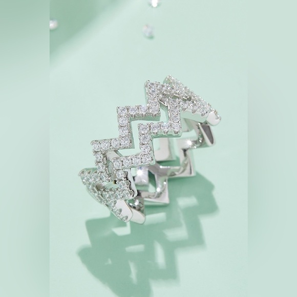 Moissanite Zigzag Stacking Rings - Picture 1 of 7